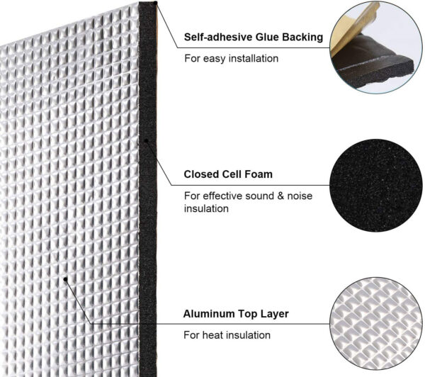 SOOMJ 6mm/236mil Car Auto Truck Sound Deadener Heat Insulation Underlay Shield Mat (107.6sq.ft) - Image 3